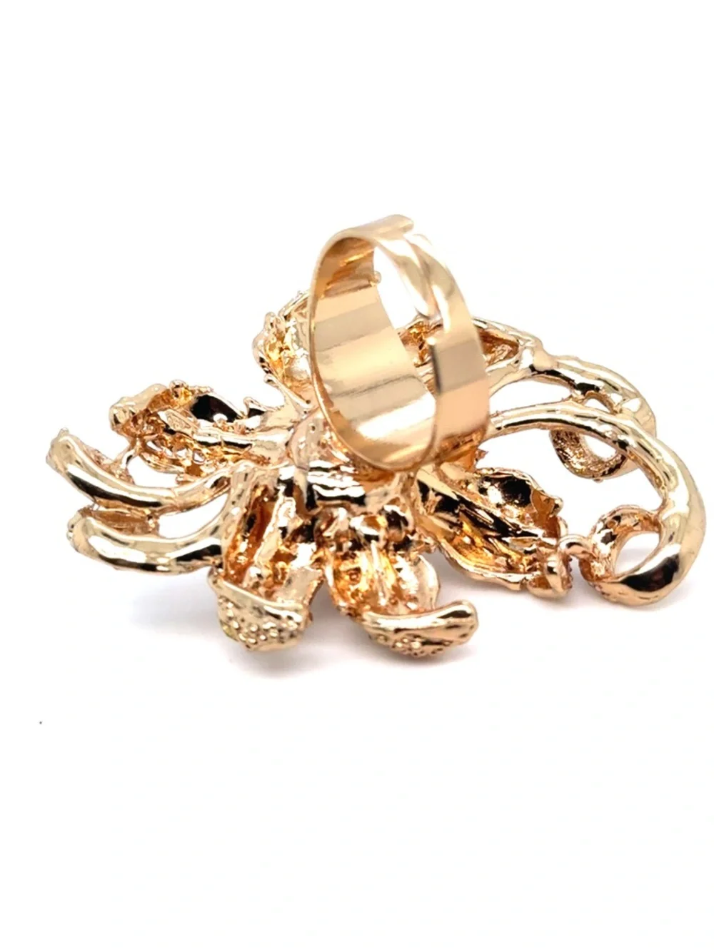 Gold-Tone Pearl‎ & Crystal Floral Ring